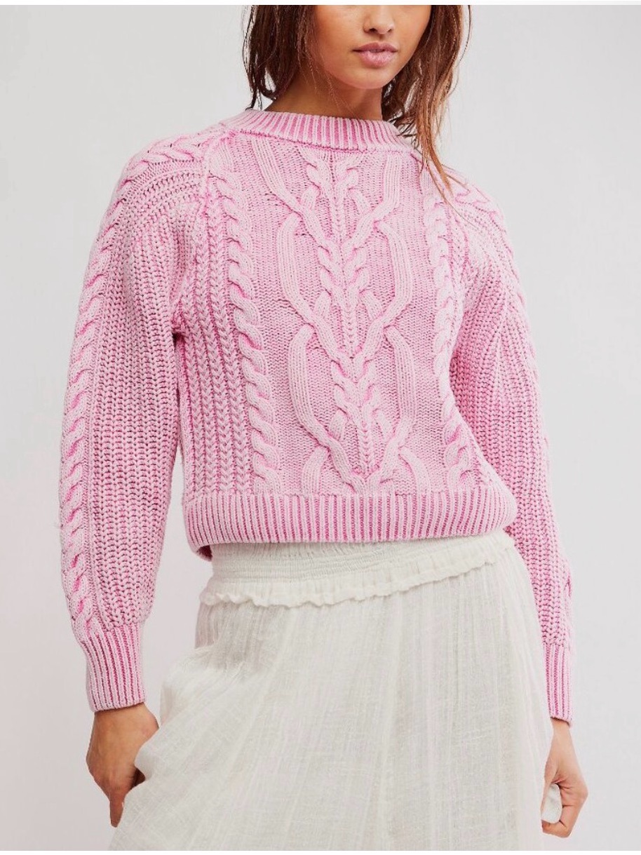 Free People Frankie Cable Knit Sweater Nwt Xl